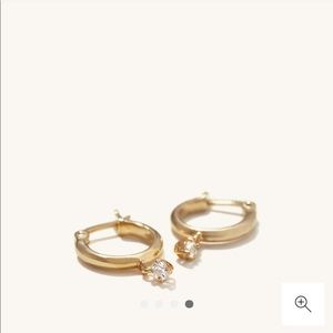 Mejuri gold vermeil sapphire charm hoop earrings